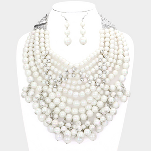 Mixed Bead Statement Necklace Set