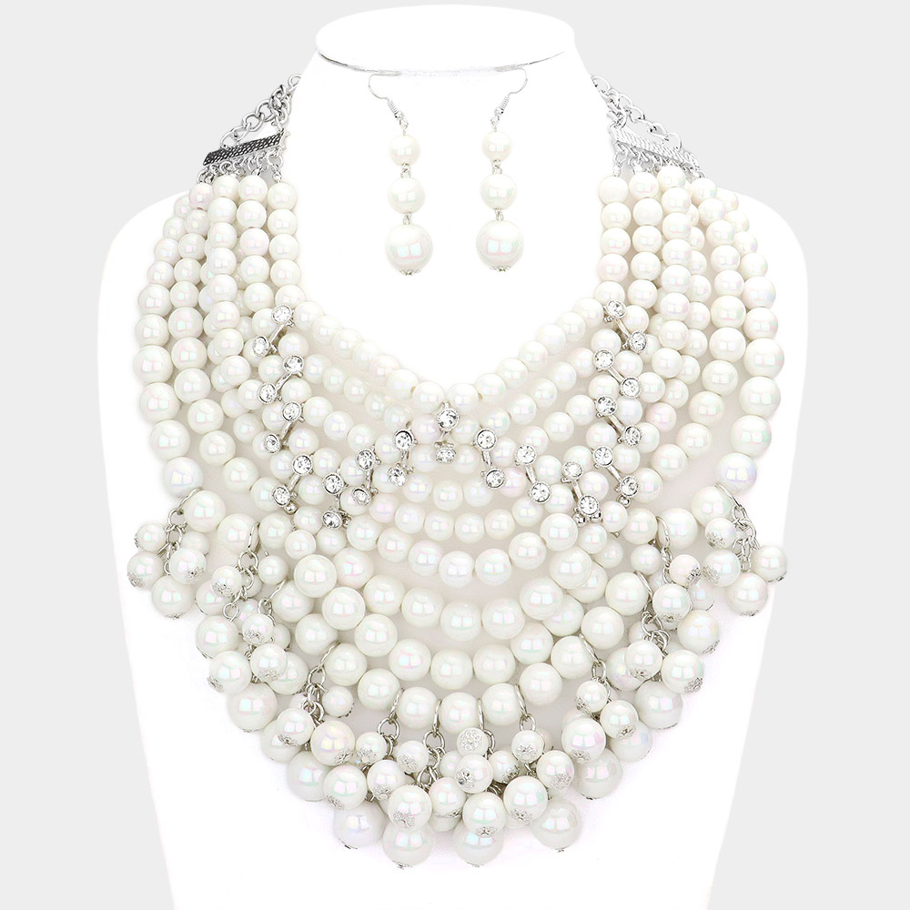 Mixed Bead Statement Necklace Set