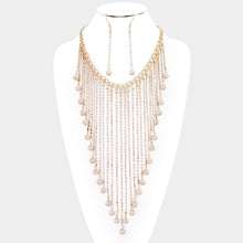 Load image into Gallery viewer, Rhinestone V Cascade Necklace Set
