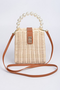 Straw Beaded Handle Bag  **Available for Next Day Shipping**