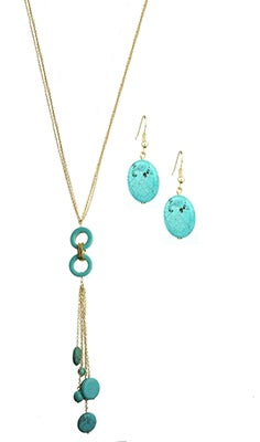 Turquoise Accent Long Necklace Set
