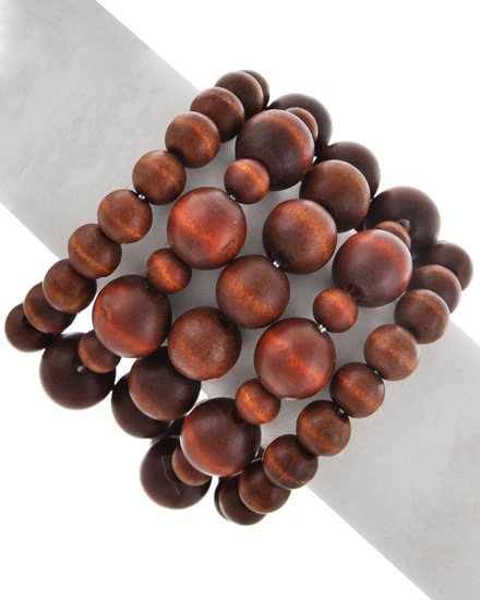 Wood 5 Row Bracelet **Available for Next Day Shipping**