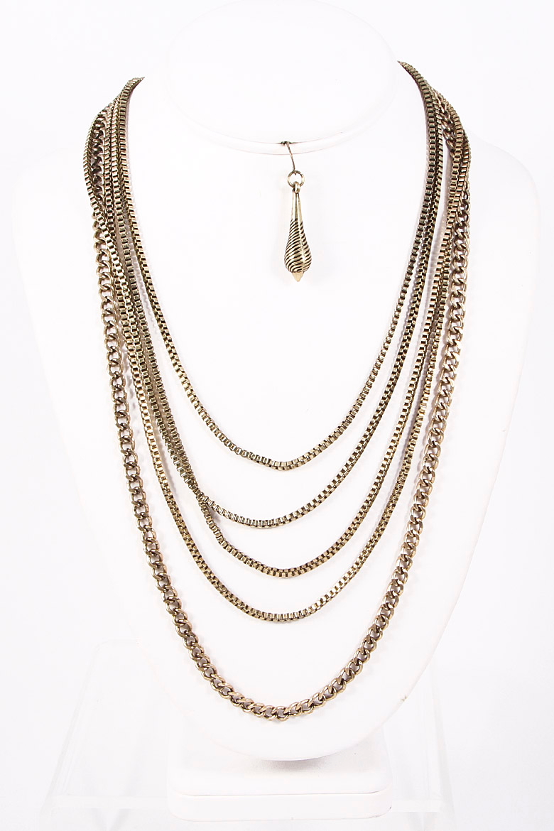AntiqueLayered Chain Necklace Set **Available for Next Day Shipping**