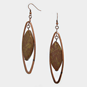 Metal & Wood Dangle Earring **Available for Next Day Shipping**