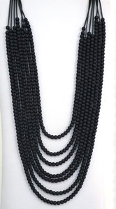 Multi Leather Strand Beaded Necklace