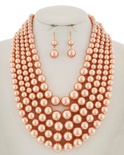Load image into Gallery viewer, 5 Row Pearl Necklace Set **Most Colors Available for Next Day Shipping**
