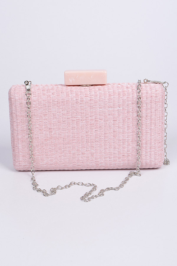 Straw Chain Clutch **Pink Available for Next Day Shipping**