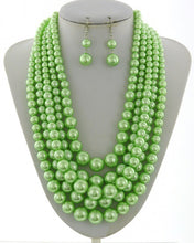 Load image into Gallery viewer, 5 Row Pearl Necklace Set **Most Colors Available for Next Day Shipping**
