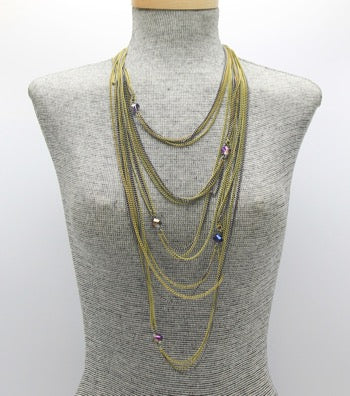 Long Metal Multi Strand Necklace  **Available for Next Day Shipping**