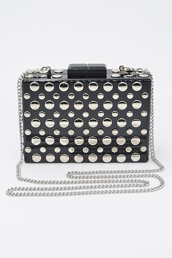 Studded Shoulder Chain Clutch **Available for Next Day Shipping**