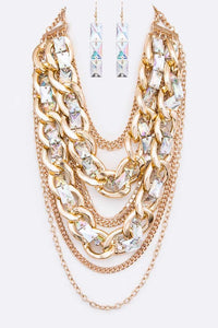 Stone Accent Mixed Chain Necklace Set