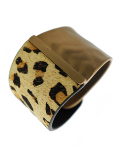 Animal Print and Metal Cuff Bracelet**Ships in 5-7 Business Days**